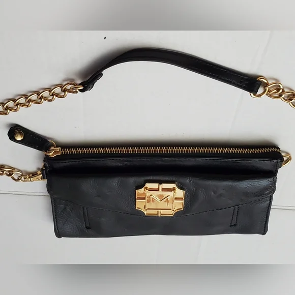 Monet Small 100% Leather Convertble Clutch Purse**Removable Chain Strap - Picture 3 of 9